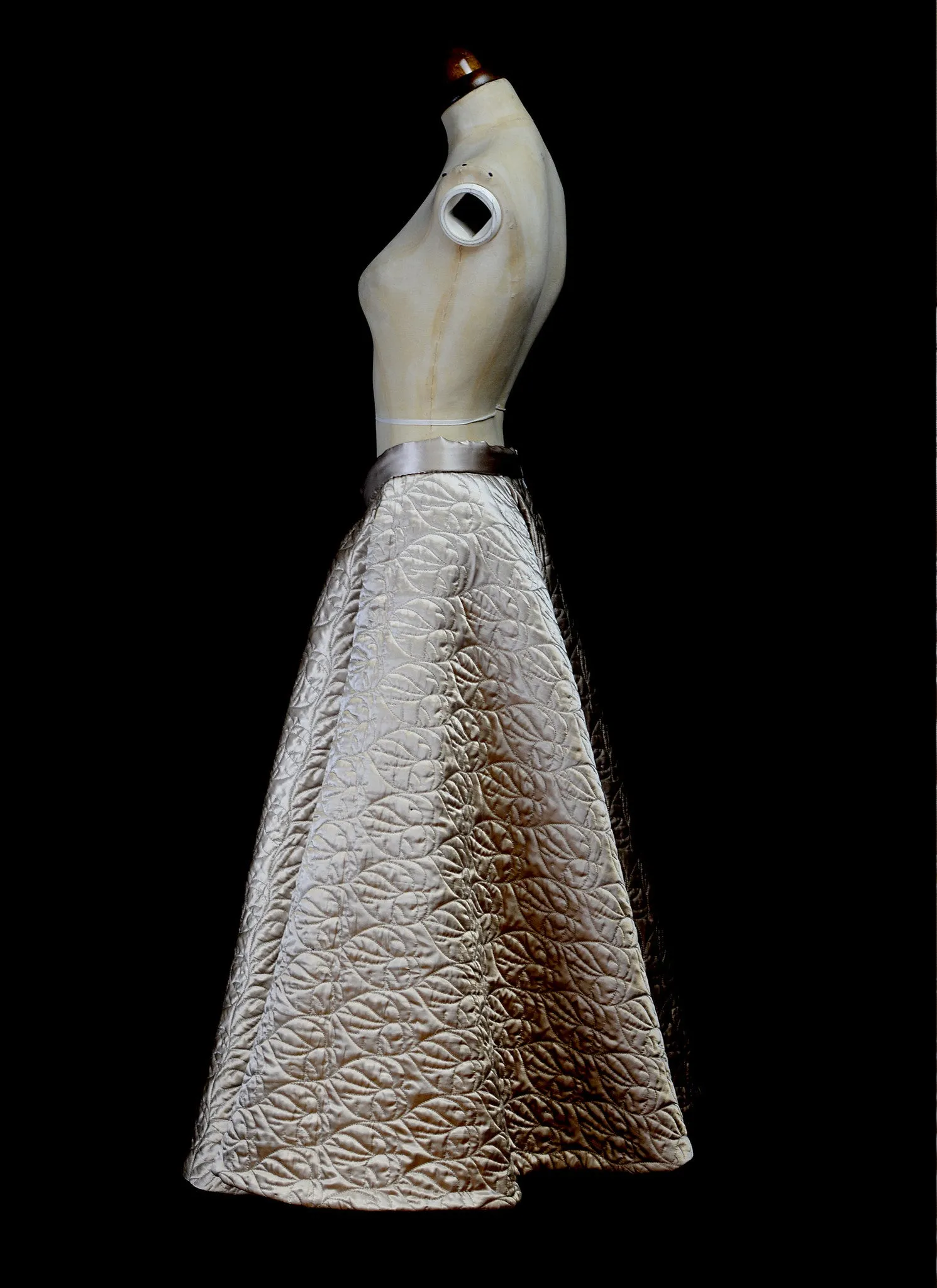 Oyster Quilted Satin Ballgown Skirt