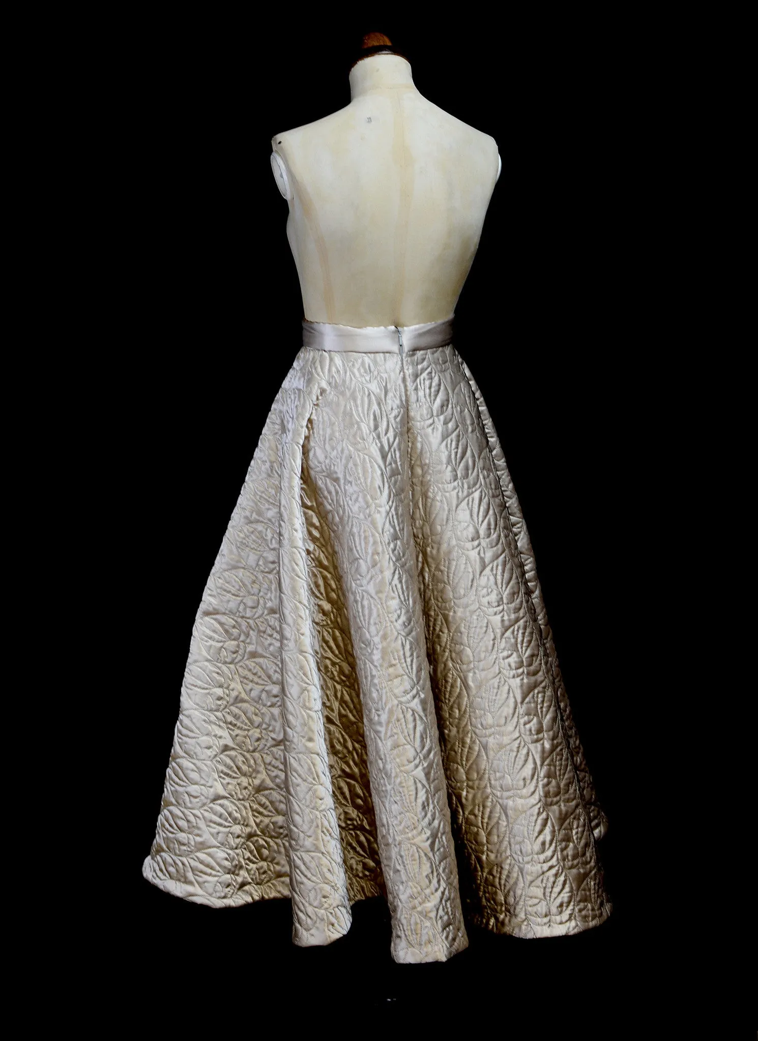 Oyster Quilted Satin Ballgown Skirt