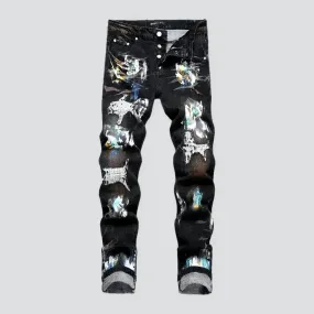 Painted men's jeans