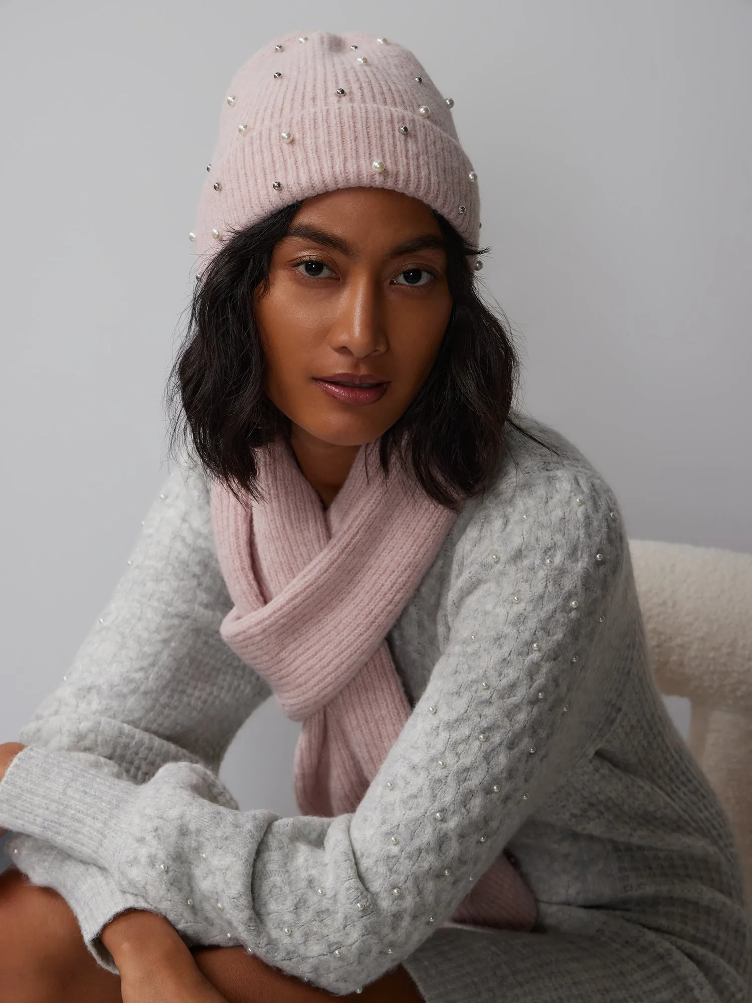 Pearl Beanie Scarf Set