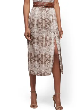 Petite Snake-Print Slip Skirt