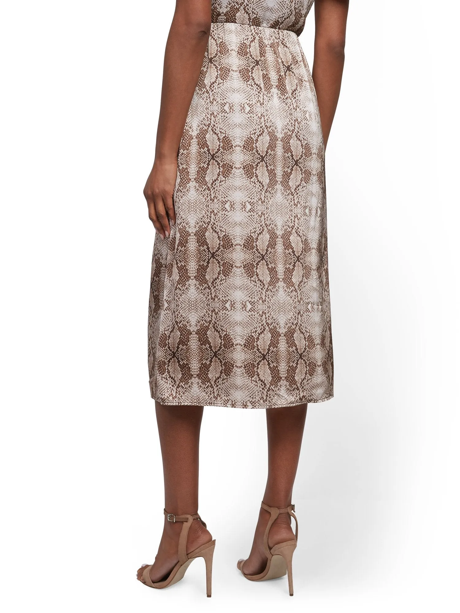 Petite Snake-Print Slip Skirt