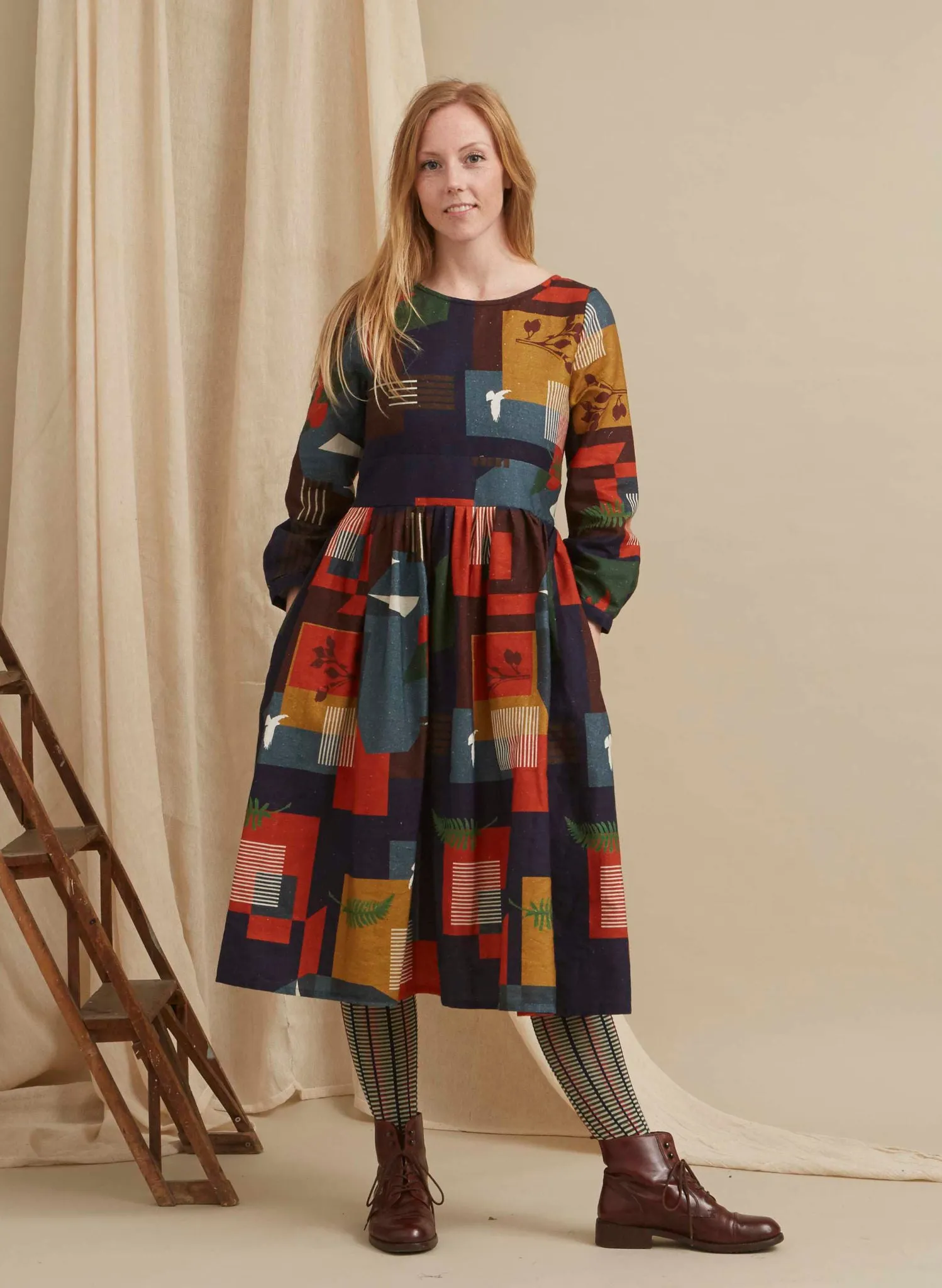 Philippa - Navy Allotment Dress