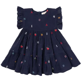 Pink Chicken Kit Dress - Alphabet Embroidery