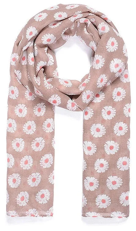 Pink Daisy Print Scarf 180cm