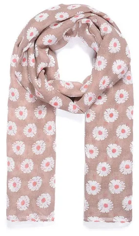 Pink Daisy Print Scarf 180cm