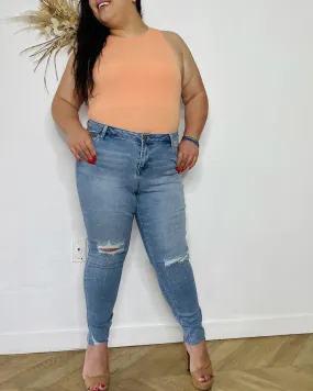 Plus High Rise Distressed Skinny
