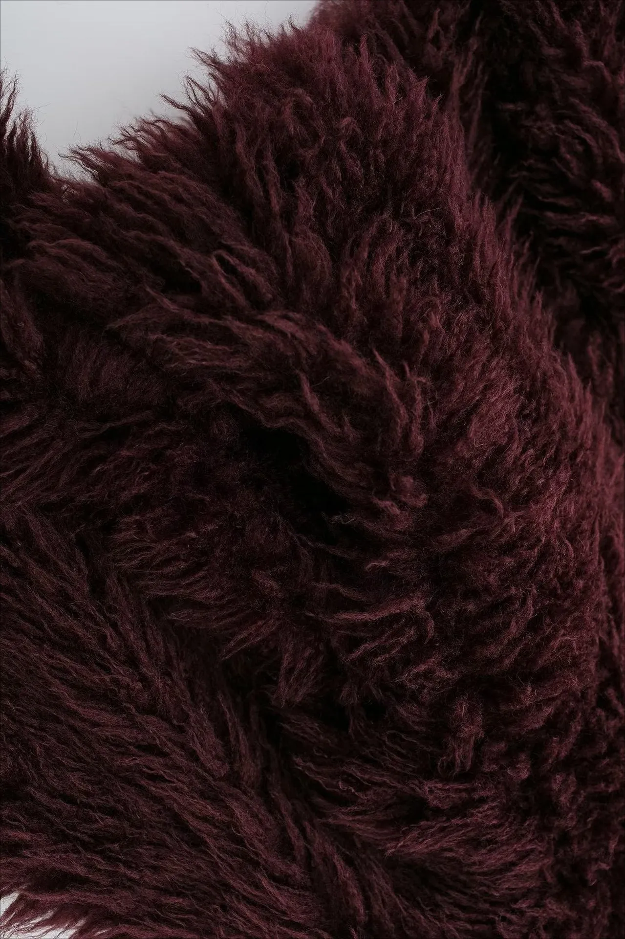 Plush Burgundy Faux Fur Shaggy Jacket