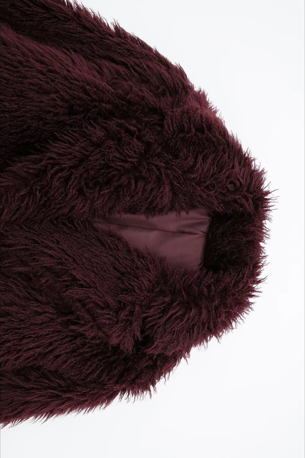 Plush Burgundy Faux Fur Shaggy Jacket