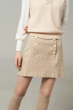 PREMIUM TWEED DOUBLE BUTTON SKIRT