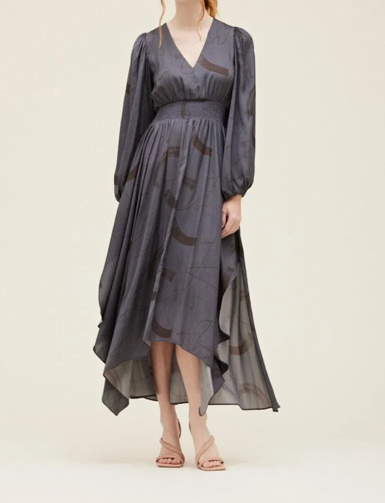 Print Satin Maxi Dress