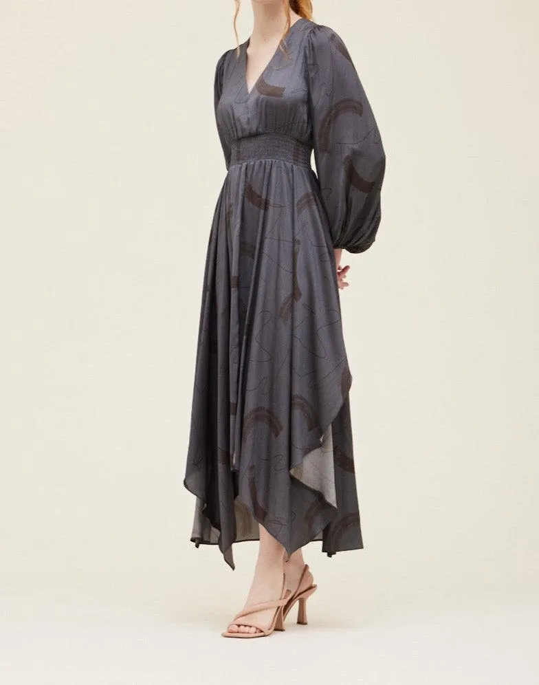 Print Satin Maxi Dress