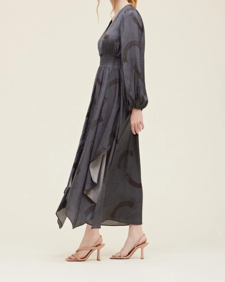 Print Satin Maxi Dress