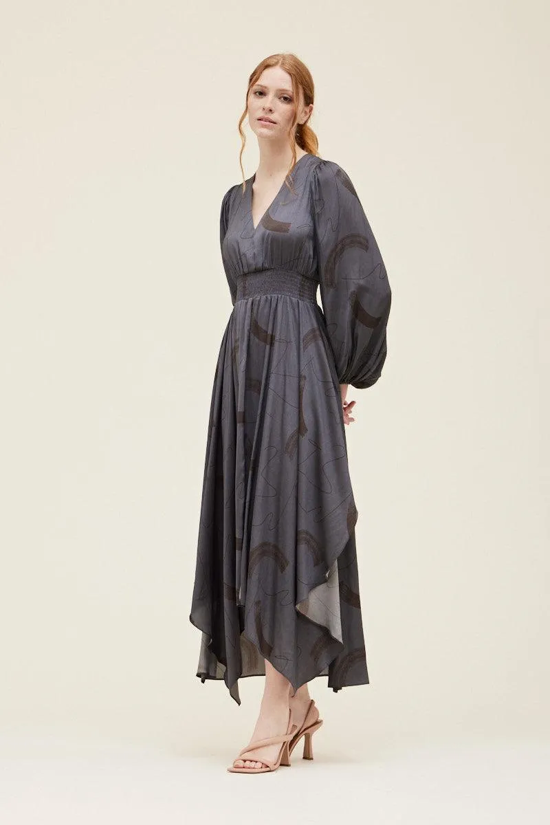 Print Satin Maxi Dress