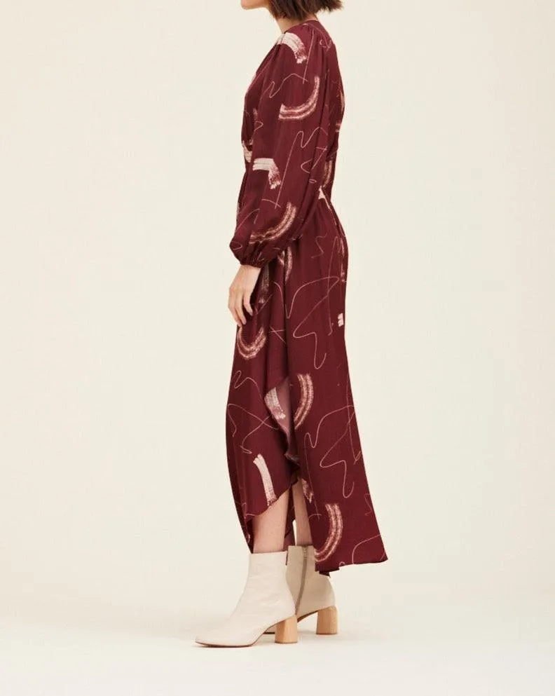 Print Satin Maxi Dress