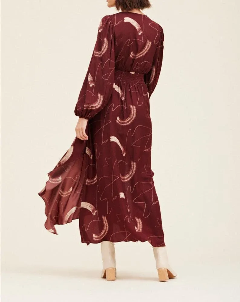 Print Satin Maxi Dress