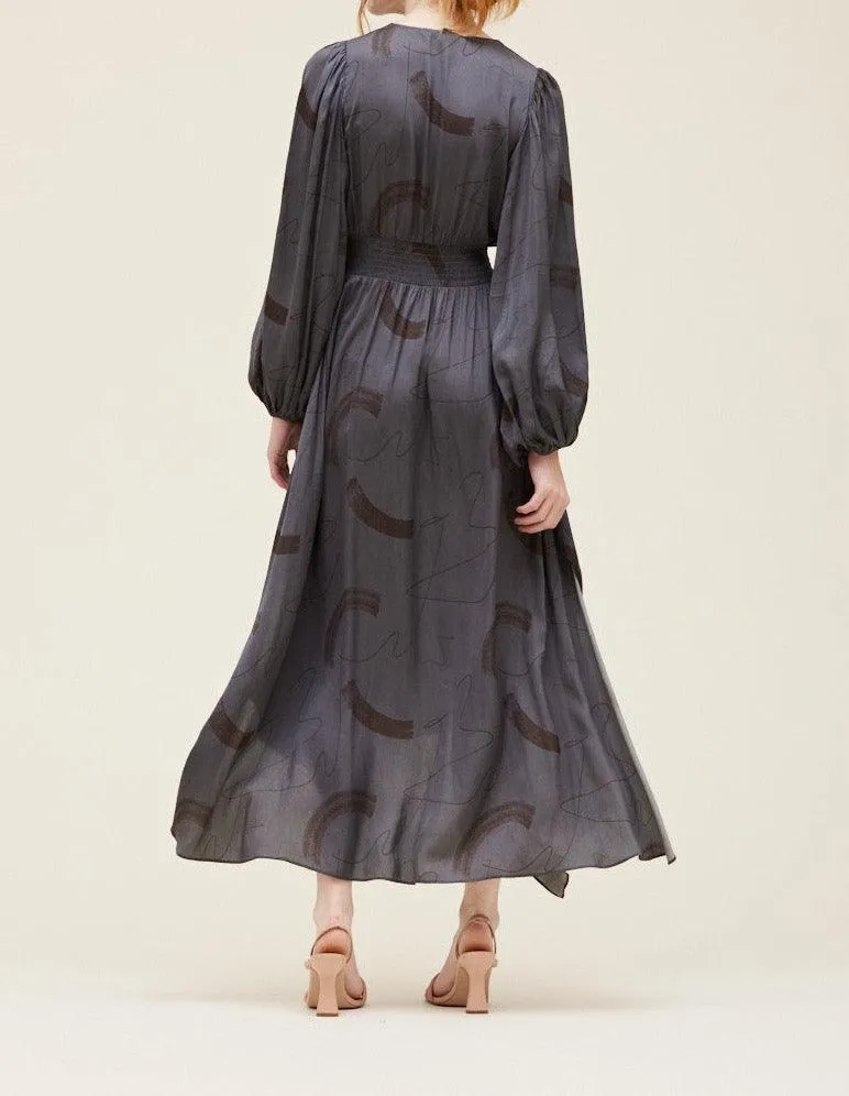 Print Satin Maxi Dress