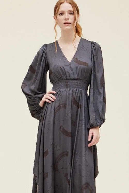 Print Satin Maxi Dress