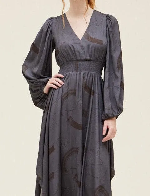 Print Satin Maxi Dress