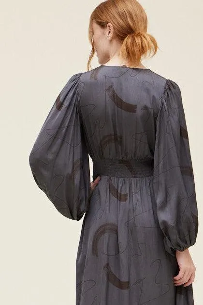 Print Satin Maxi Dress