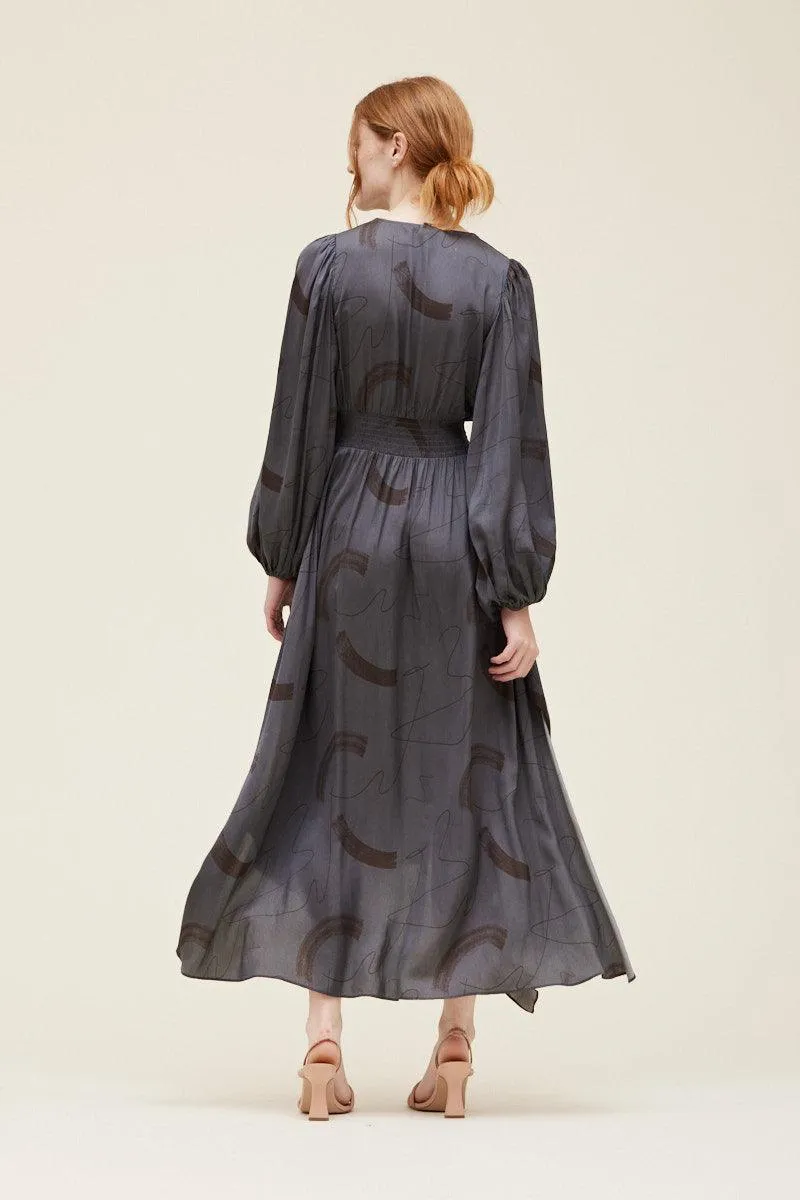 Print Satin Maxi Dress
