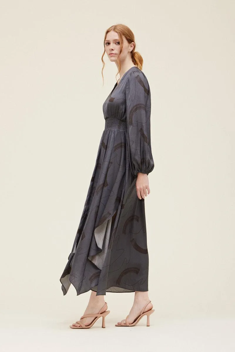 Print Satin Maxi Dress