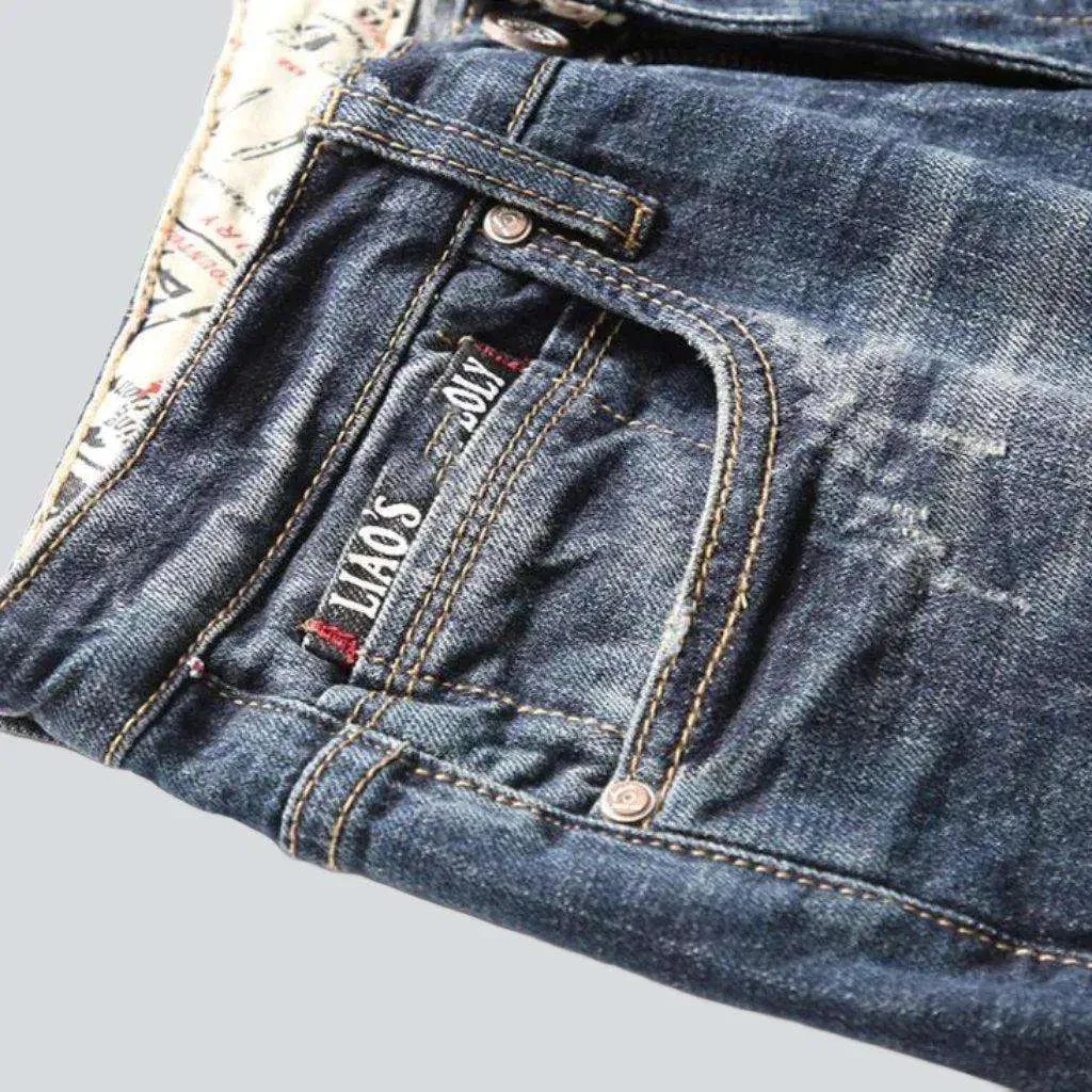 Printed pockets vintage men's jeans