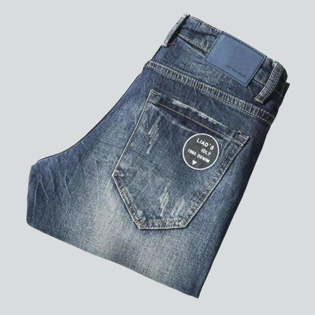 Printed pockets vintage men's jeans