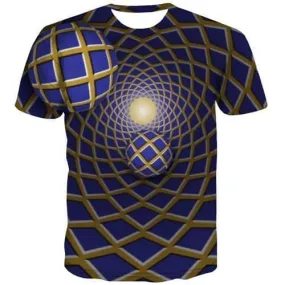 Psychedelic T-shirt Men Dizziness Tshirt Anime Geometric Tshirts Cool Rock Shirt Print Gothic T-shirts 3d Short Sleeve