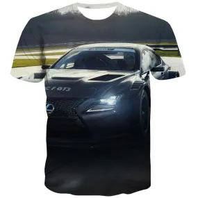 Racing Car T-shirt Men Metal T-shirts Graphic City Shirt Print Gray Tshirt Anime Retro Tshirts Novelty