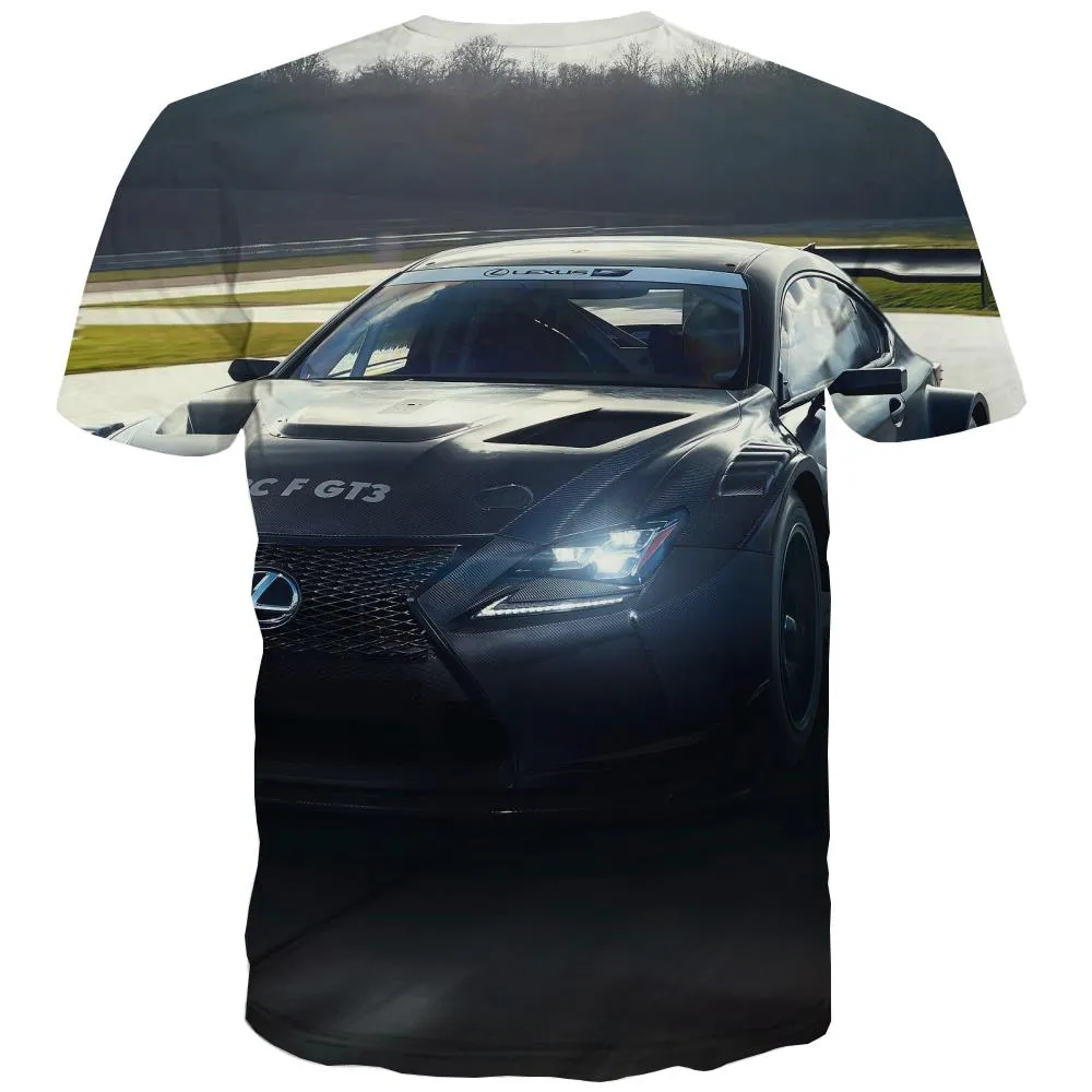 Racing Car T-shirt Men Metal T-shirts Graphic City Shirt Print Gray Tshirt Anime Retro Tshirts Novelty