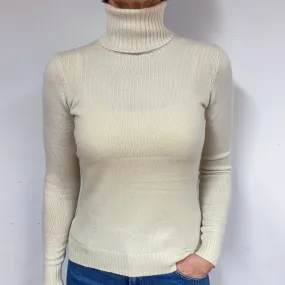 Ralph Lauren Cream Cashmere Polo Neck Jumper Medium
