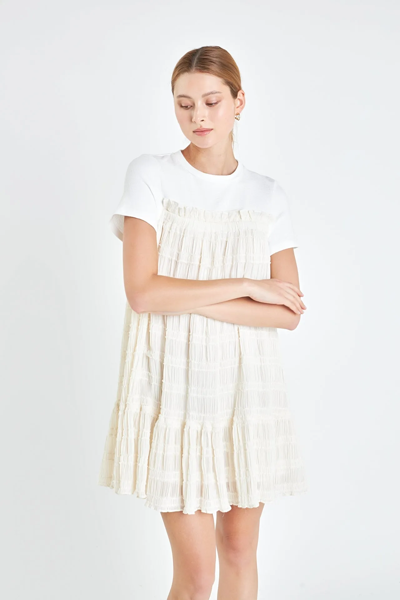 Ruched chiffon T-shirt Dress