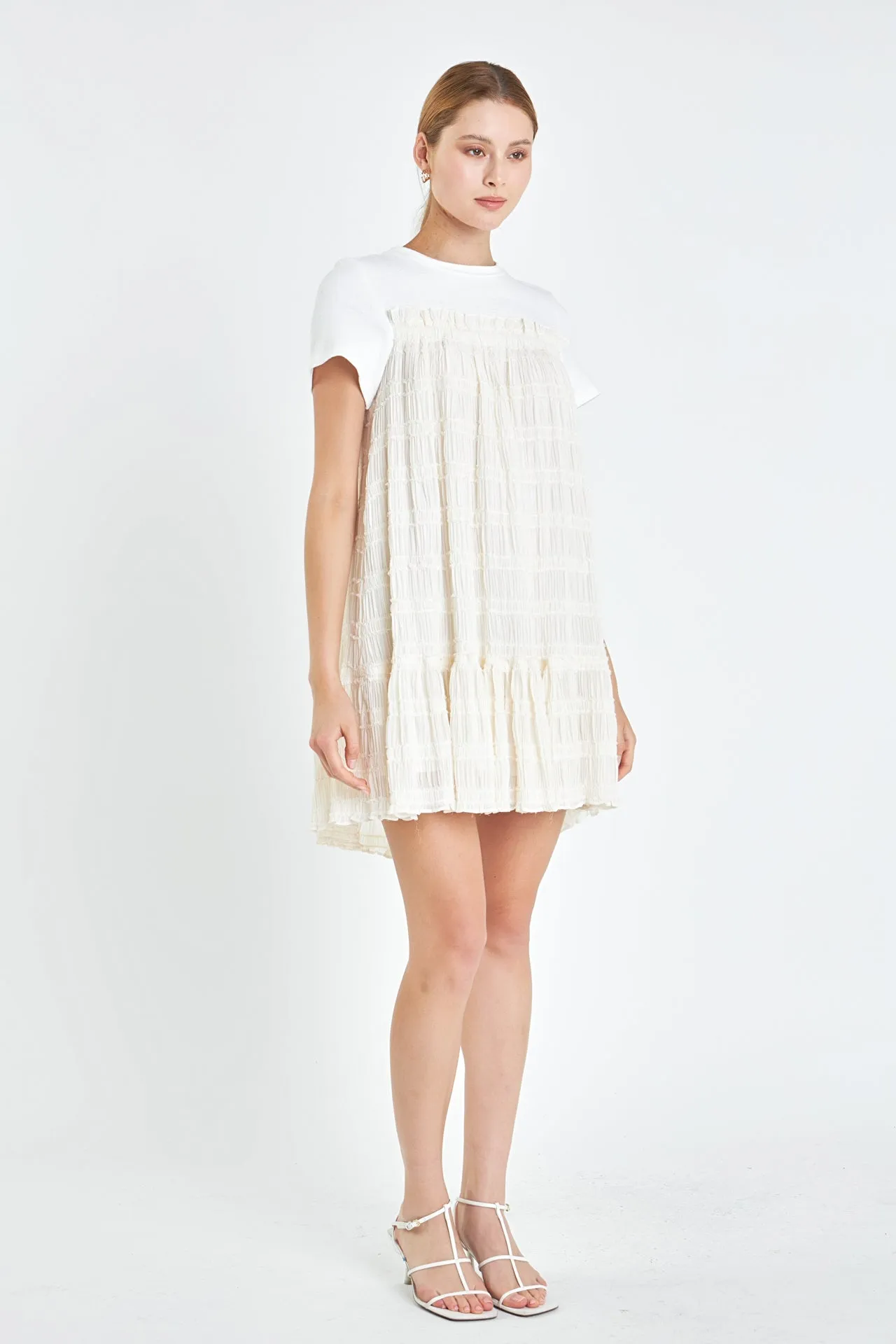 Ruched chiffon T-shirt Dress