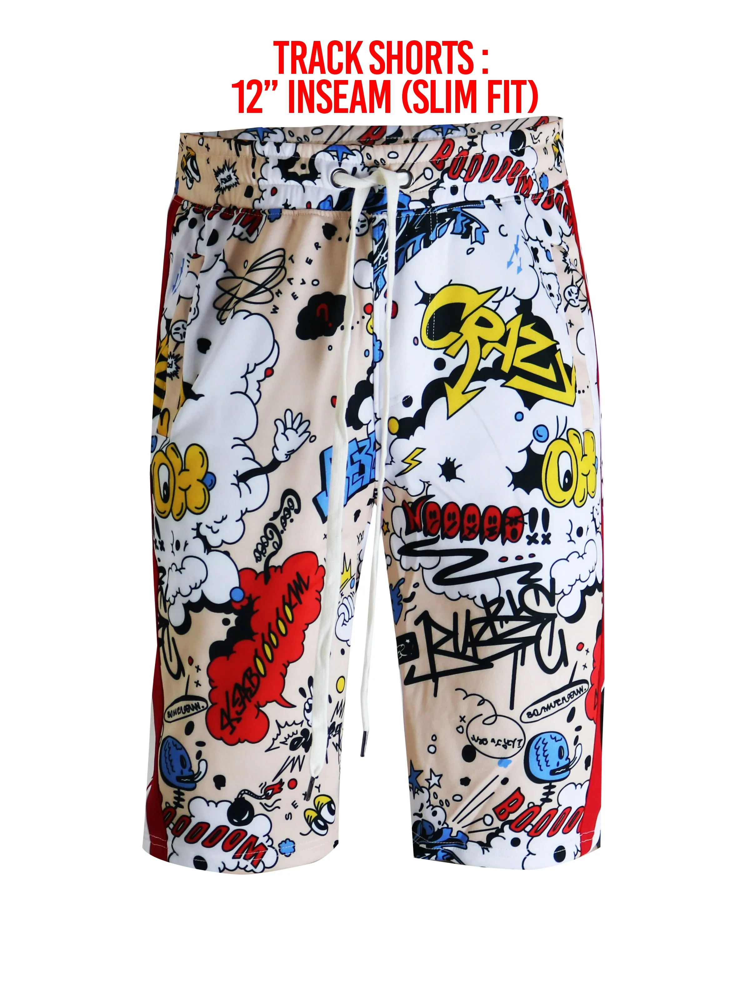 S91701-FASHION TRACK SHORTS (MULTI)
