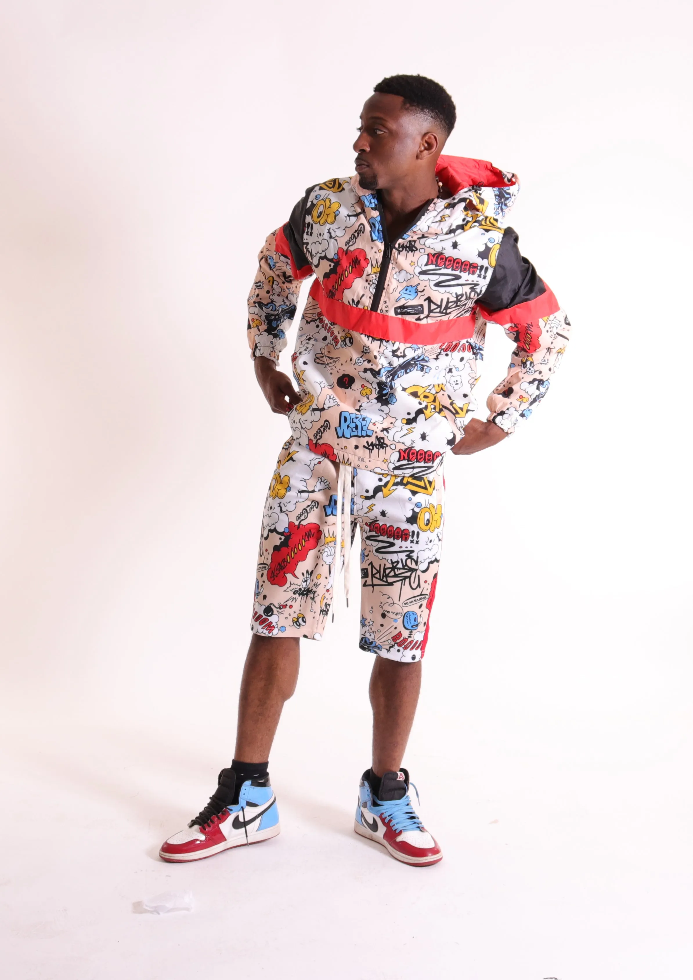 S91701-FASHION TRACK SHORTS (MULTI)
