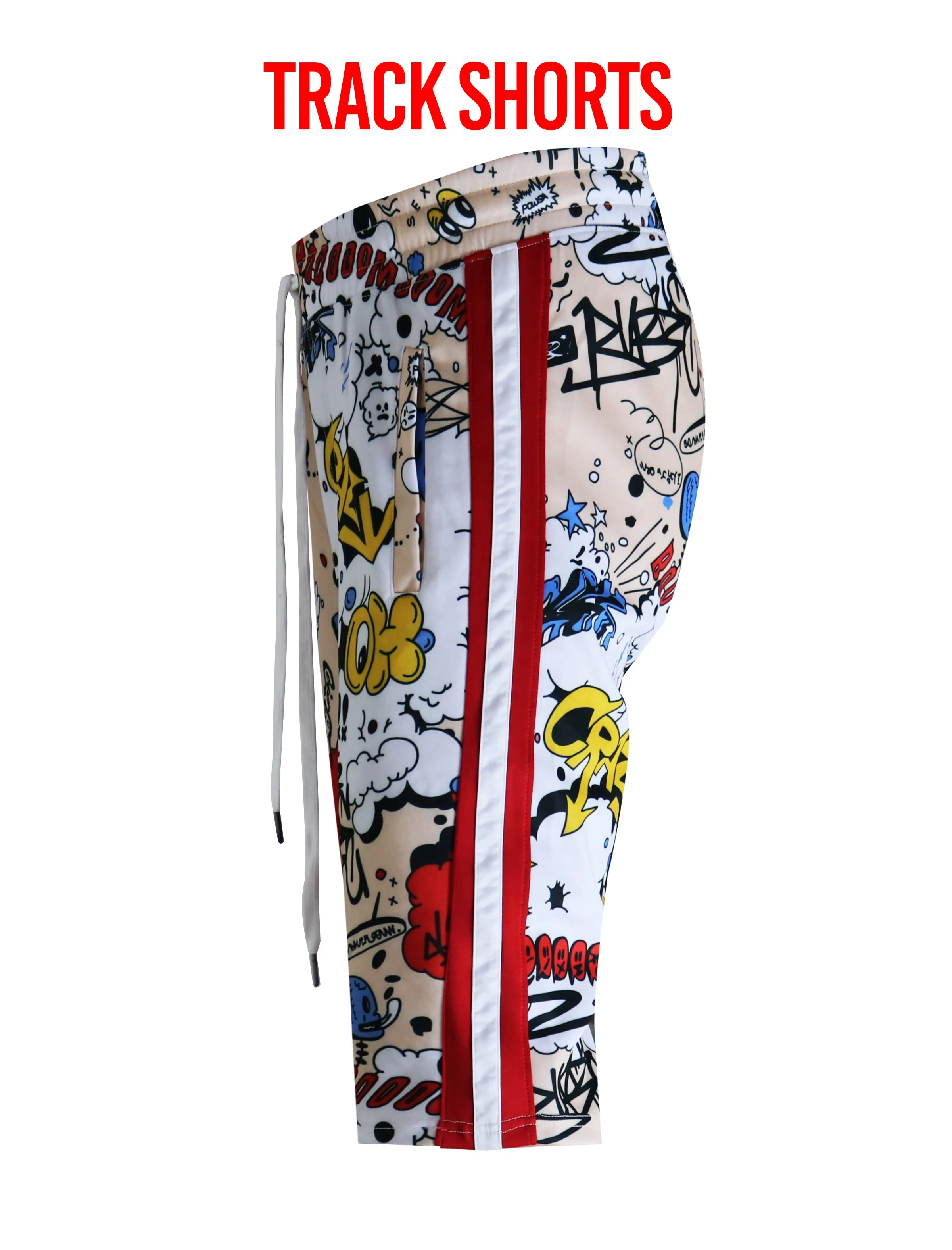 S91701-FASHION TRACK SHORTS (MULTI)
