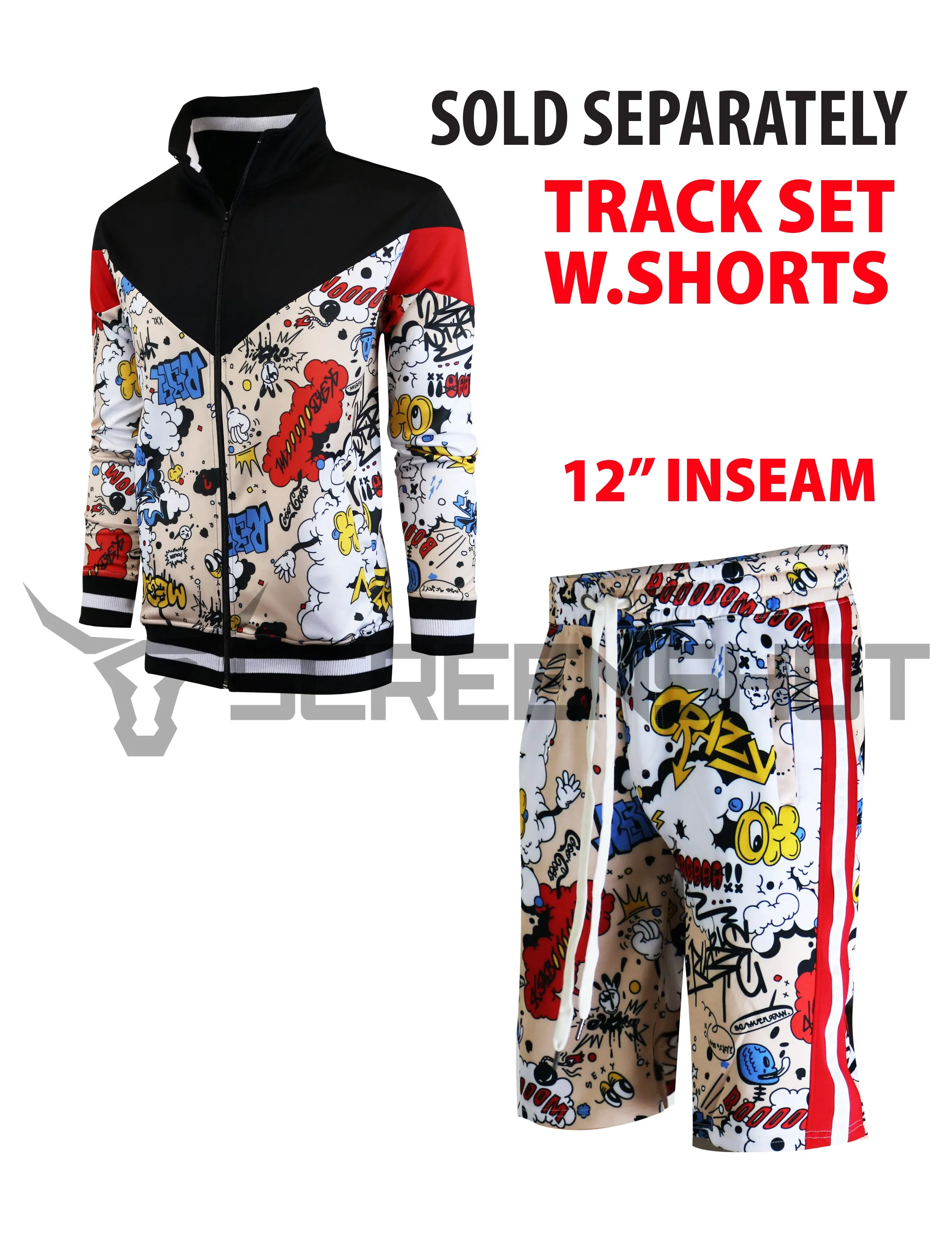 S91701-FASHION TRACK SHORTS (MULTI)