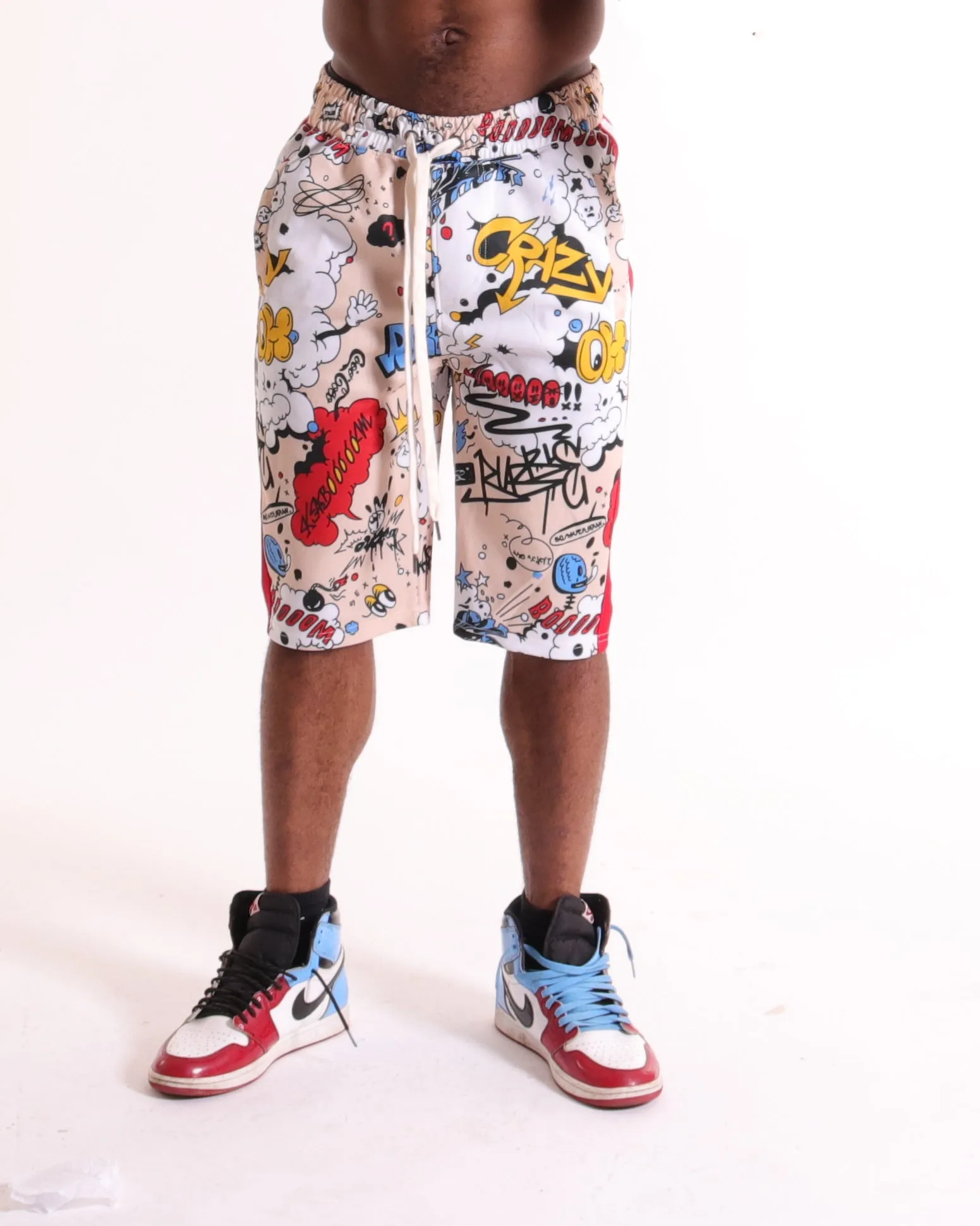 S91701-FASHION TRACK SHORTS (MULTI)