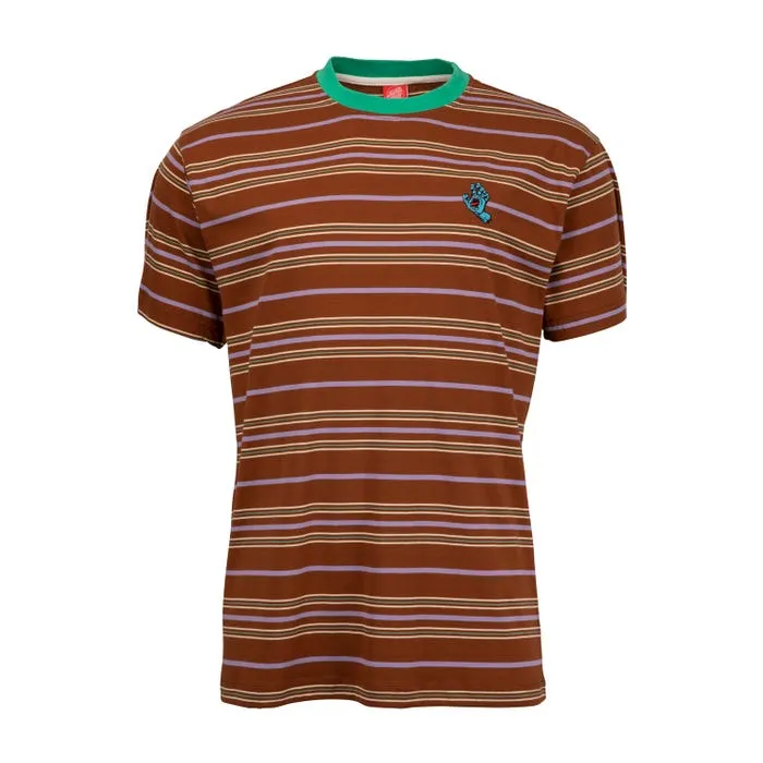 Santa Cruz Mini Hand Stripe T-shirt uomo manica corta a righe seppia