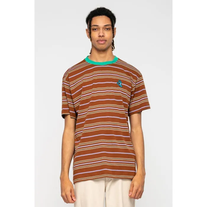Santa Cruz Mini Hand Stripe T-shirt uomo manica corta a righe seppia