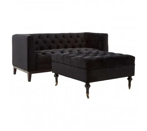 Sasha 2 Seater Black Velvet Sofa