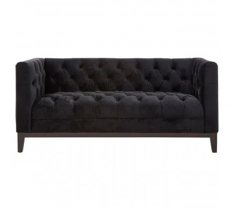 Sasha 2 Seater Black Velvet Sofa