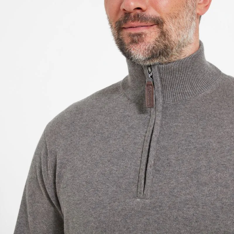 Schoffel Cotton Cashmere 1/4 Zip Mens Jumper - Mole