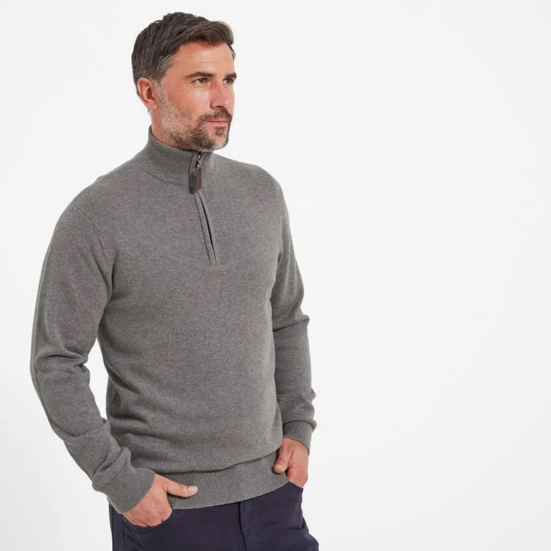 Schoffel Cotton Cashmere 1/4 Zip Mens Jumper - Mole