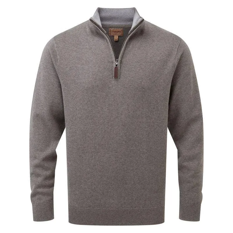 Schoffel Cotton Cashmere 1/4 Zip Mens Jumper - Mole