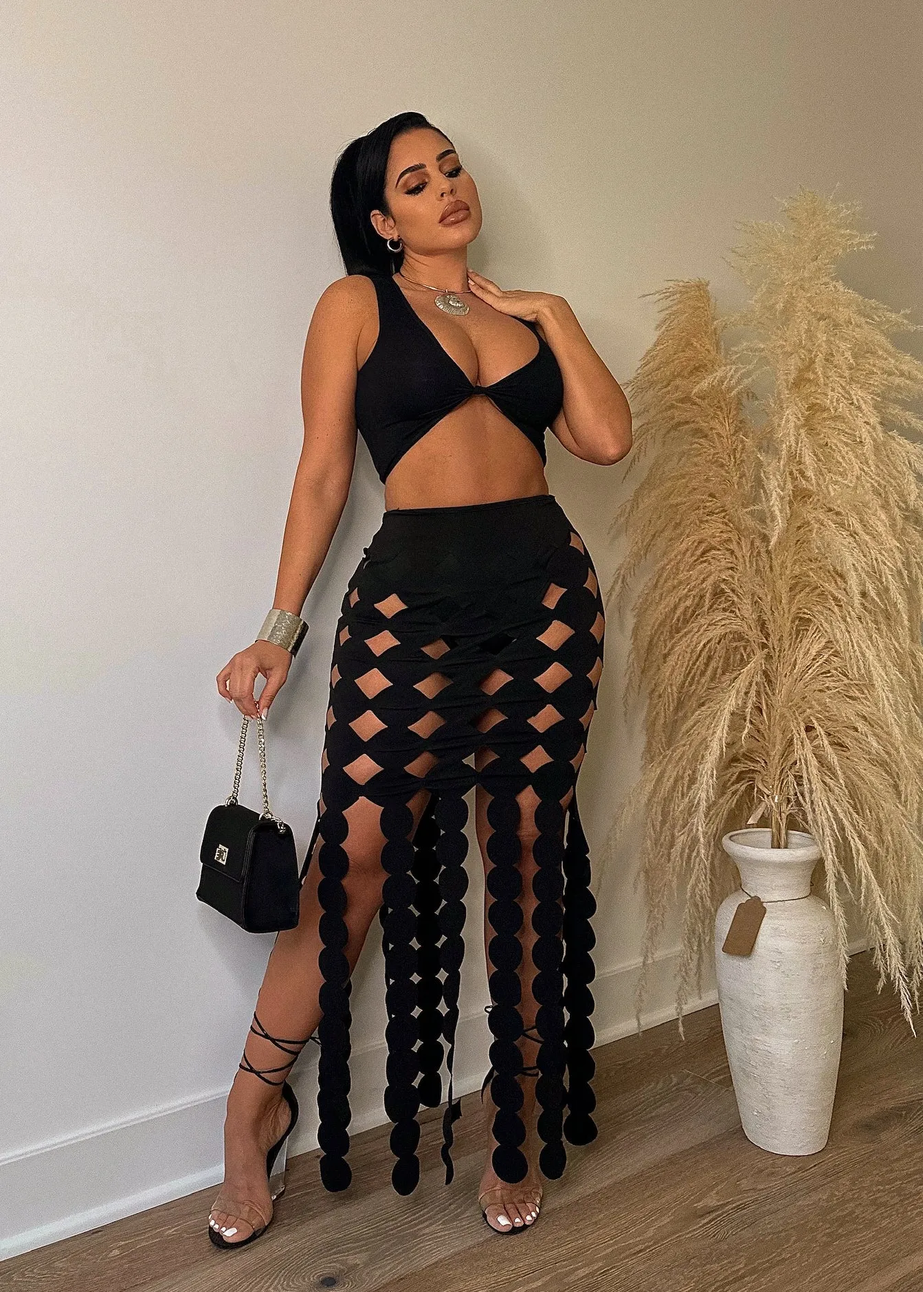 She's Moving  Maxi Skirt Black