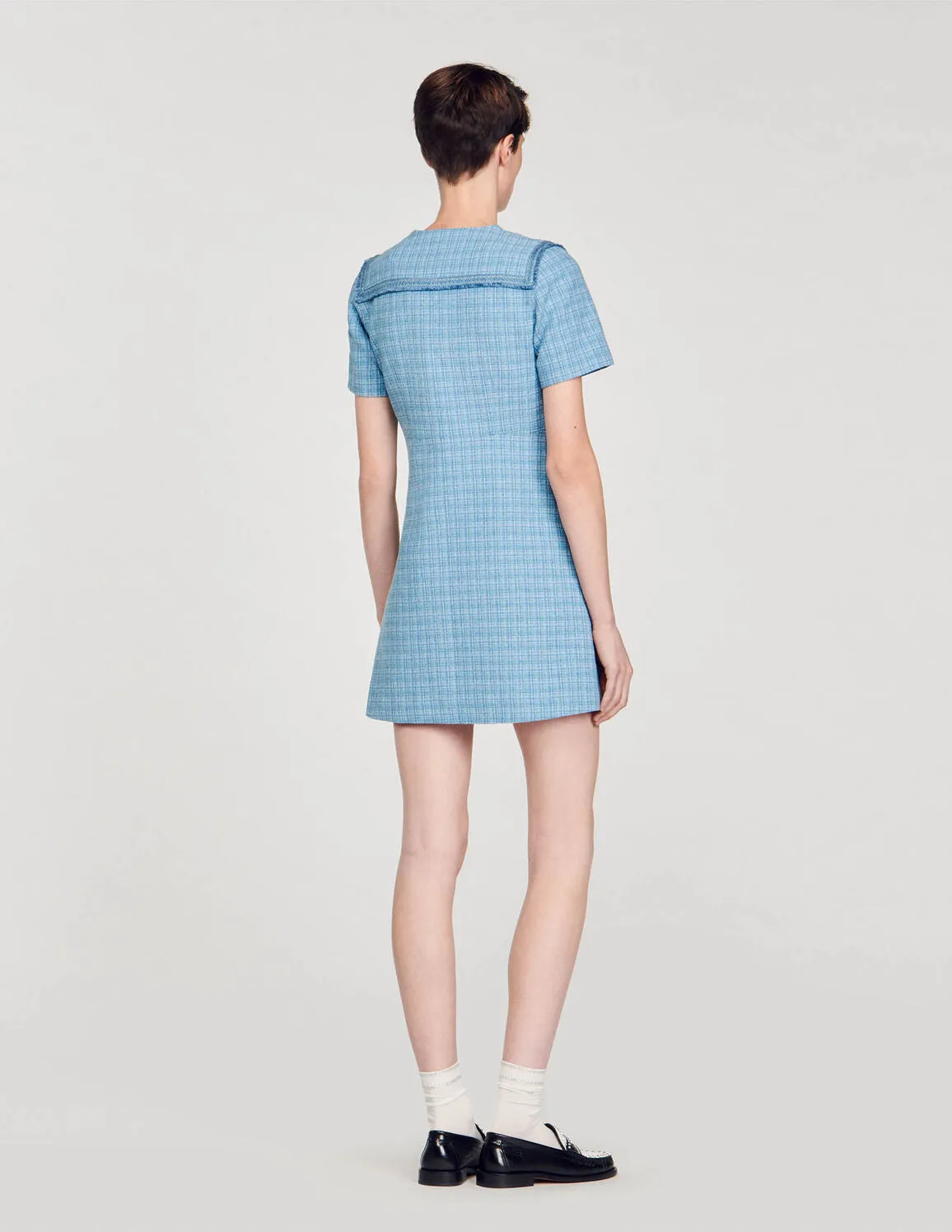 Short Buttoned Tweed Dress
