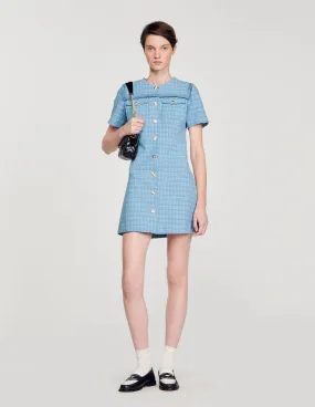Short Buttoned Tweed Dress