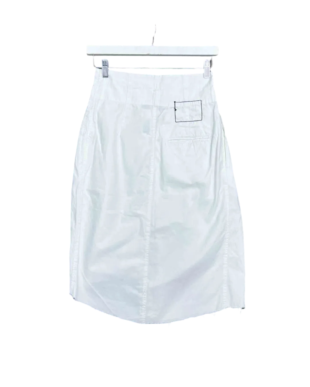 Size 0 (6) | Bassike White Asymmetrical Raw Hem Midi Skirt